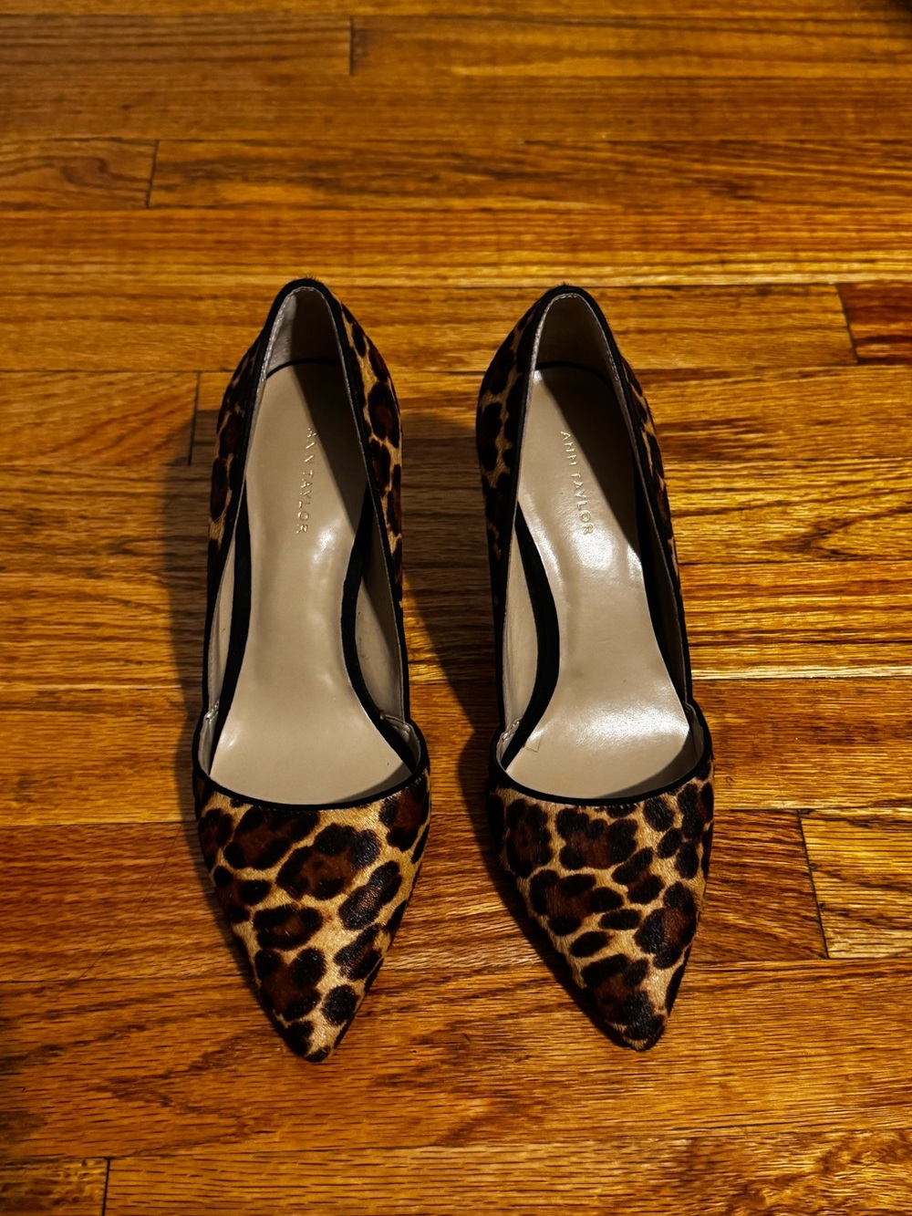 Ann Taylor Leopard Print Calf-Hair Pointed-Toe Pumps - size 6